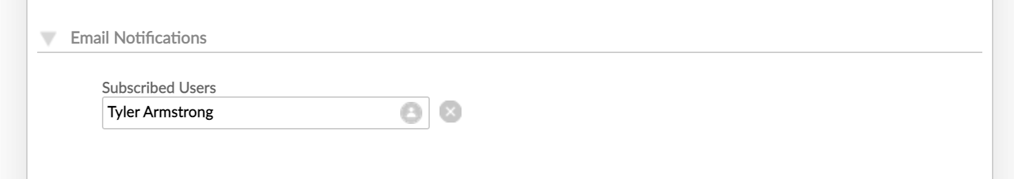 Subscribed Users custom field definition in Email Notifications custom field set